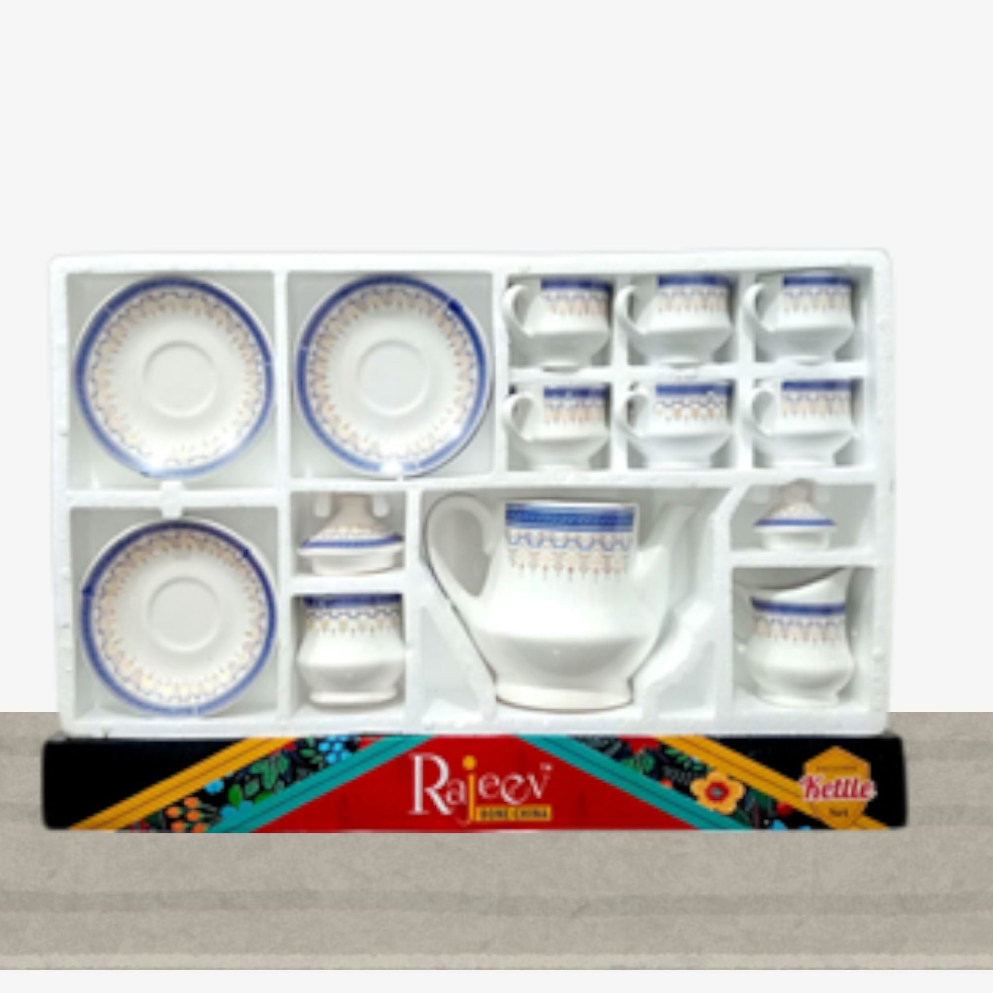 Royal Blue & Gold on White Kettle Set Chain Rajeev