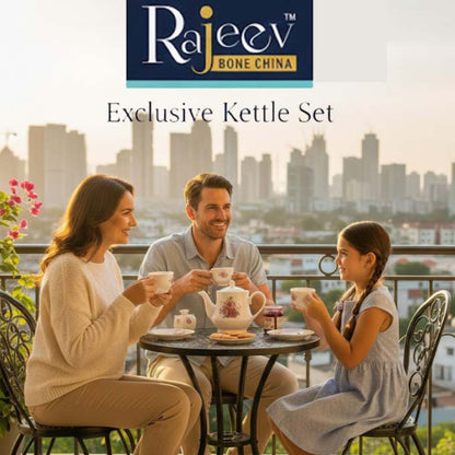 Kettle Set White &  Blue Flower Rajeev