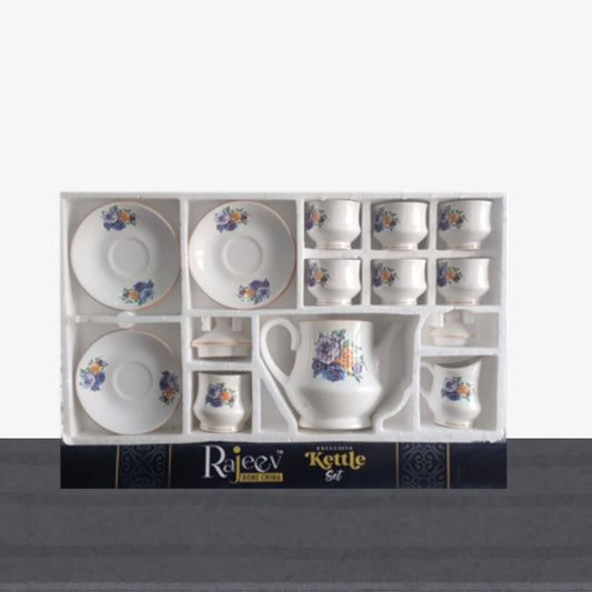 Kettle Set White &  Blue Flower Rajeev