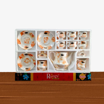 Orange Marble Finish Kettle Set Luster Rajeev