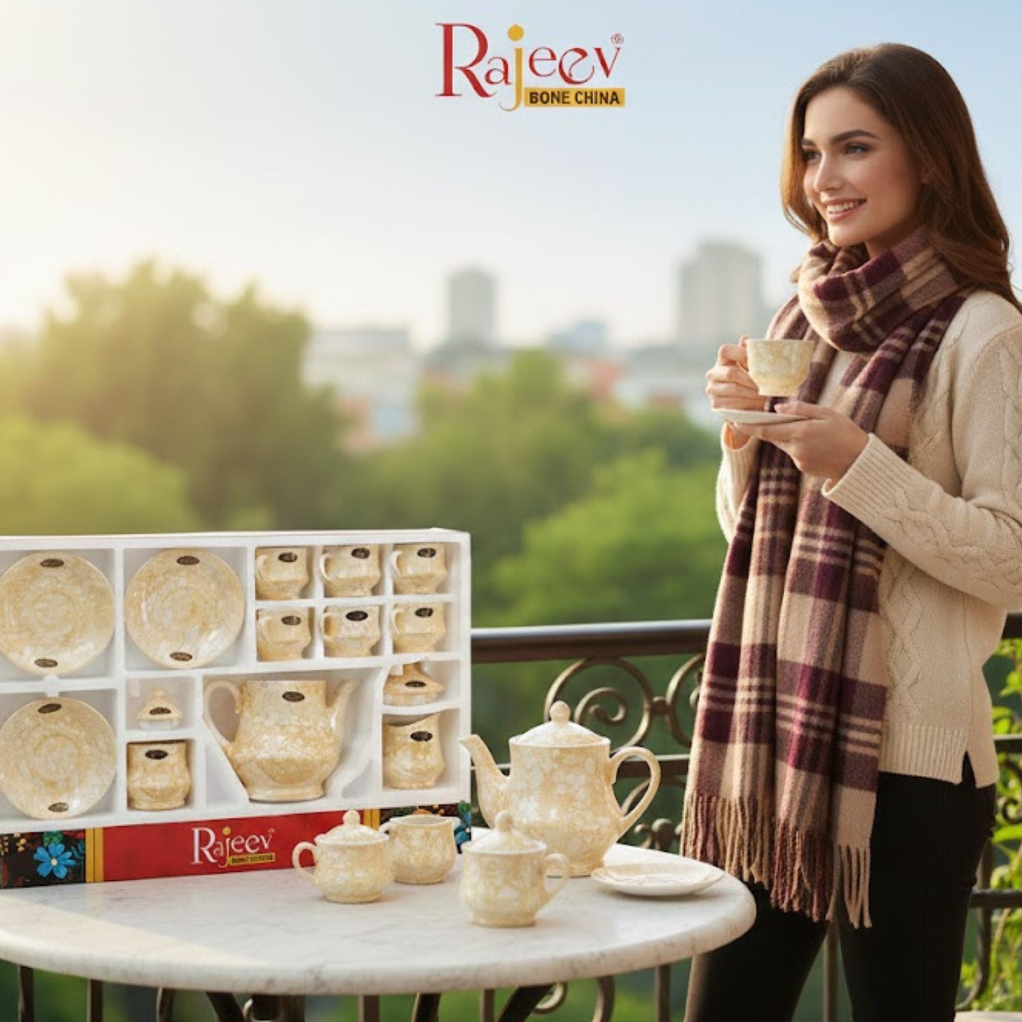 Natural Beige Kettle Set Luster Rajeev